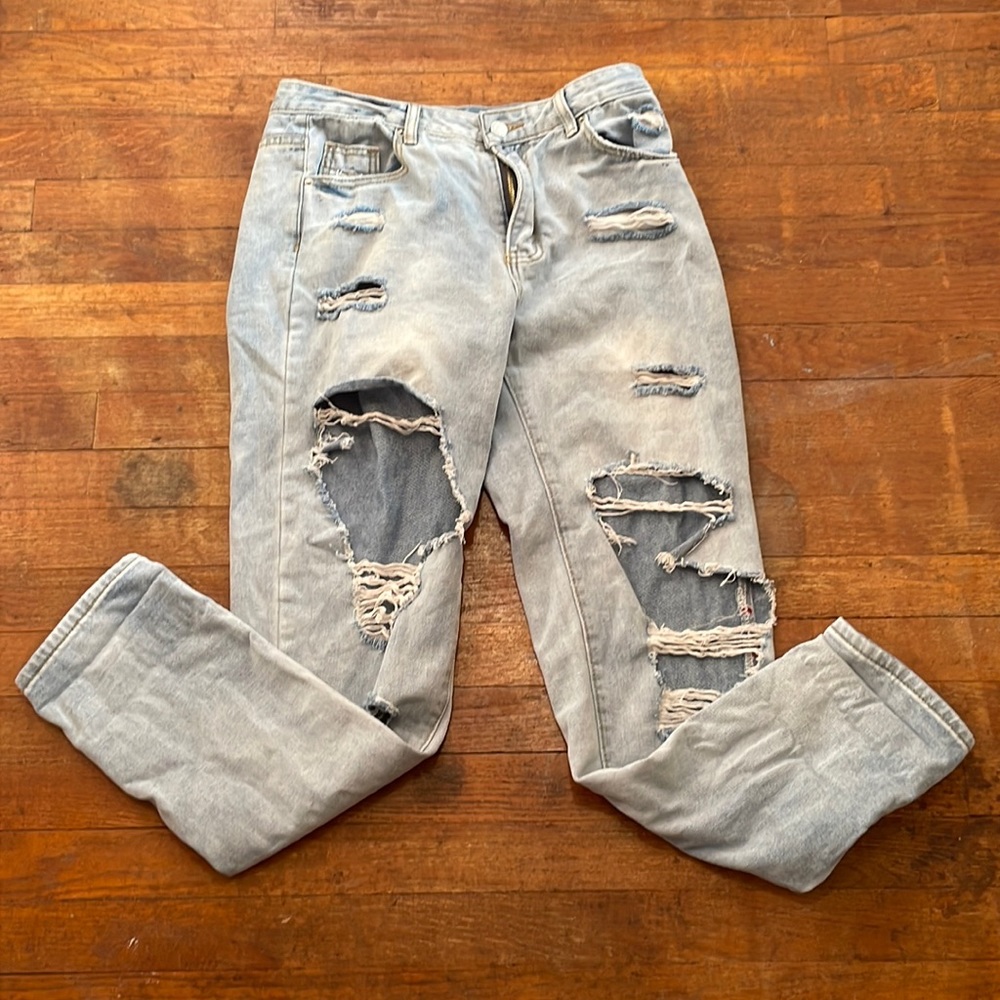 SHEIN light wash baggy ripped jeans Size:M/8
